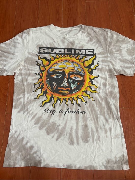 Other - Sublime 40oz to Freedom Tie-Dye Graphic Tee - White with Yellow/Orange Sun